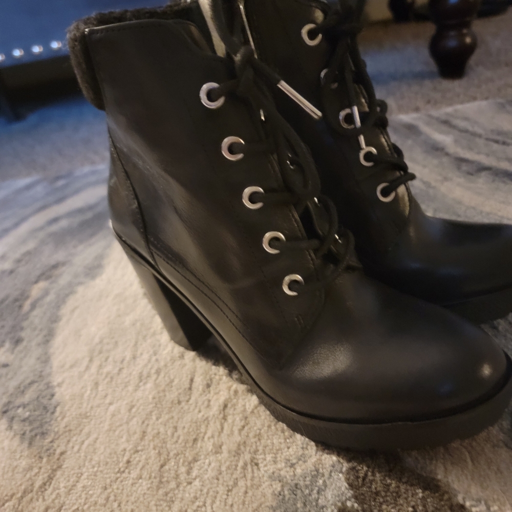 Michael Kors Black leather Lace- up Bootie Heels - Picture 9 of 14